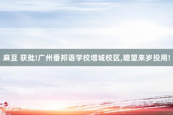 麻豆 获批!广州番邦语学校增城校区,瞻望来岁投用!